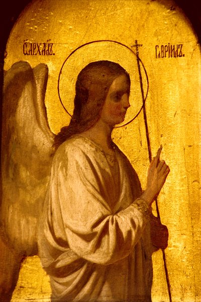 Detail of the Iconostasis Depicting the Angel of the Annunciation by Evgraf Sorokine